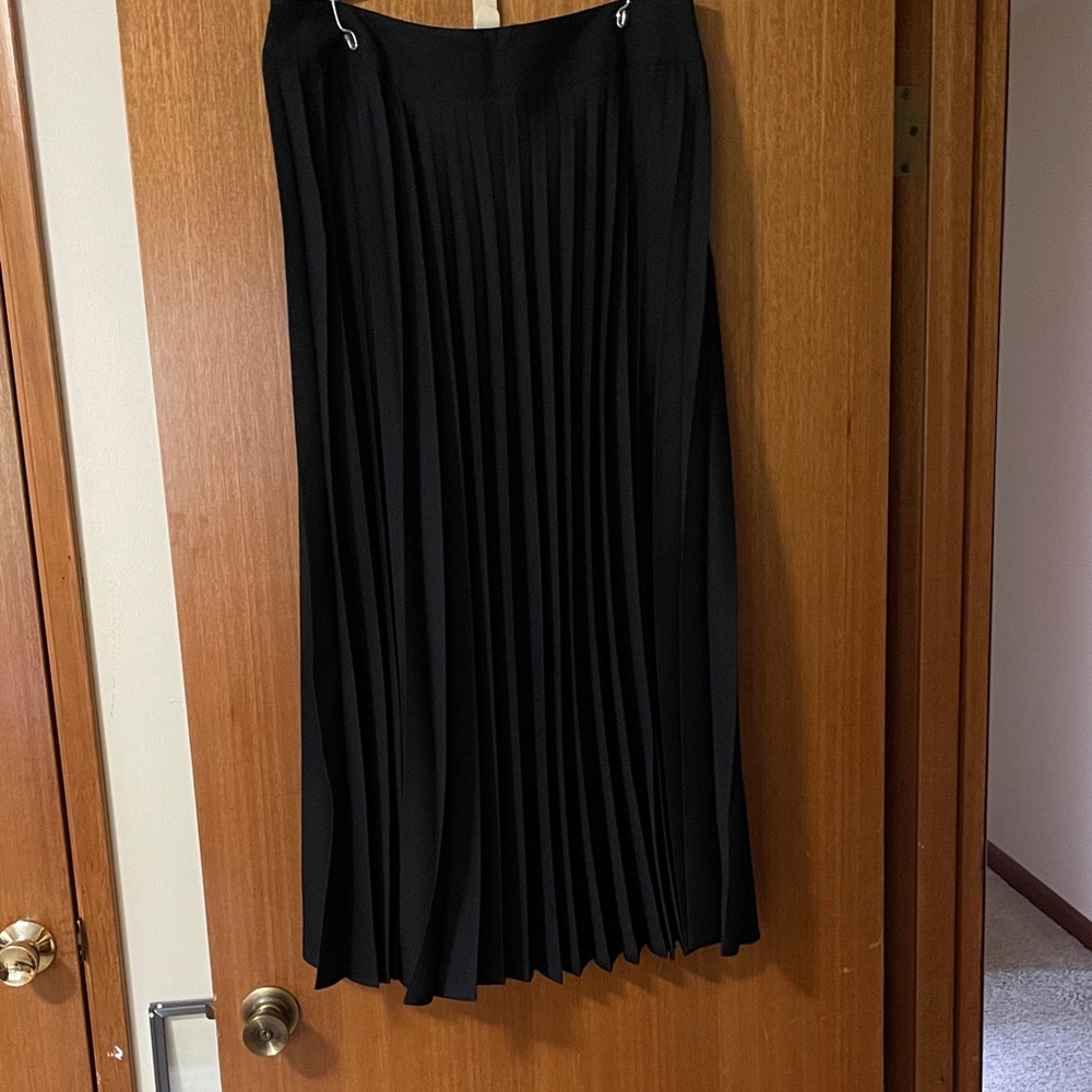 Black Knife Pleated Maxi Skirt